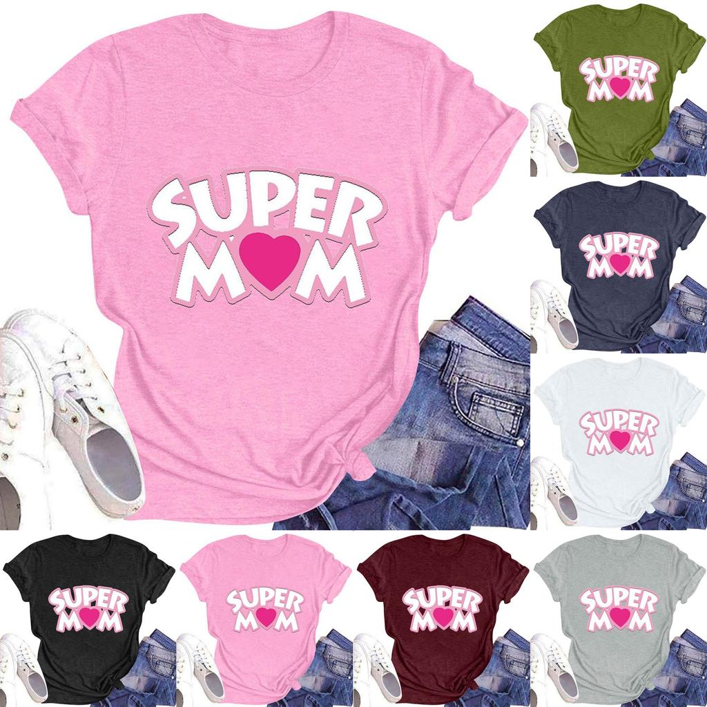 Women's Round Neck Casual Printed Short-sleeved T-shirt Top