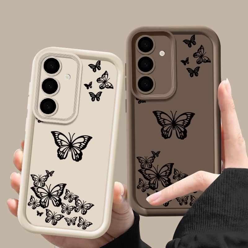 Простой чехол для телефона с принтом бабочки для Samsung S24 Ultra S23 Plus S22 S21 S20 FE A55 A54 A53 A52 A35 A34 A15 A14 противоударный защитный мягкий чехол для объектива