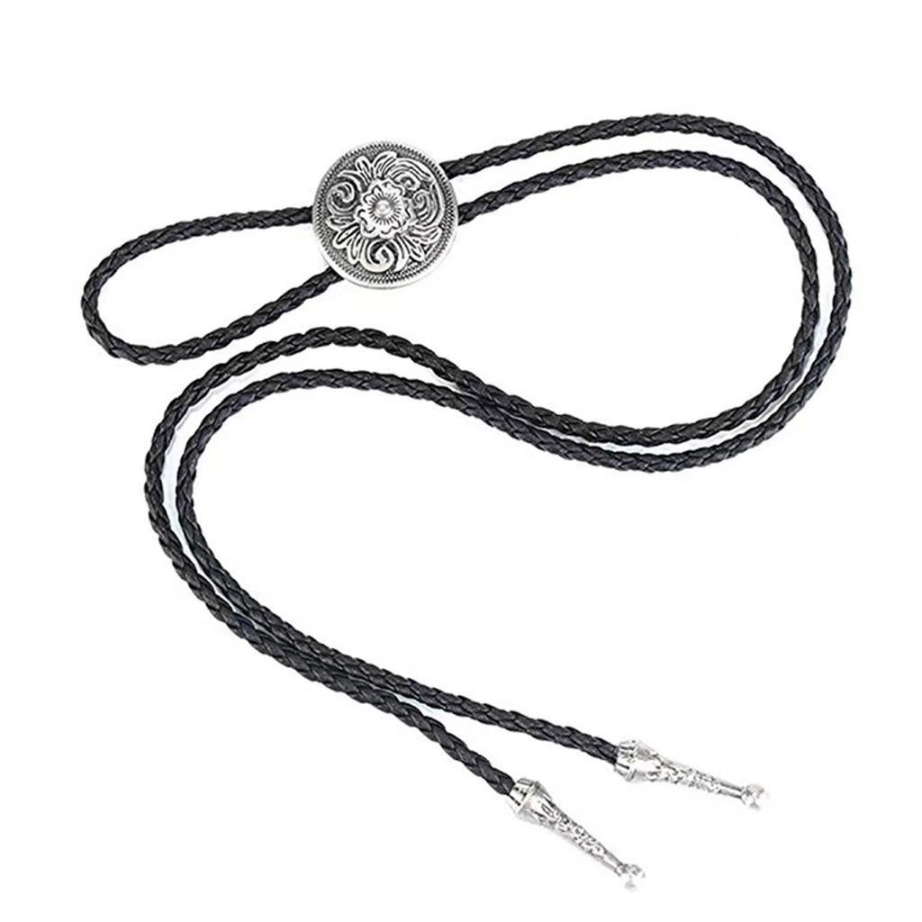Elegant Bolo Tie with Engraved Pendant Cowboy Carving Necktie Western Necklace Cool Bola Tie Western Cowboy Costume