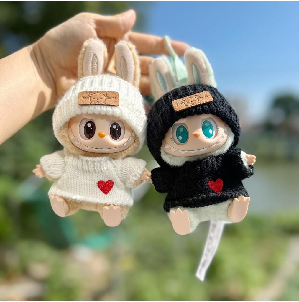 Для куклы лабубу 17 см наряд одежда медведь этикетка шляпа любовь свитер комплект милые украшения маленькая одежда