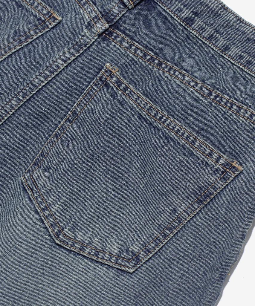 Road Road Maxi Denim Cutoff A-Line Long Skirt (Medium Blue)