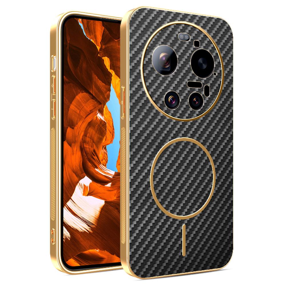 Чехол для Xiaomi 17 Ultra 5G, текстурированный под углеродное волокно, гальванизированный ТПУ, задняя крышка телефона