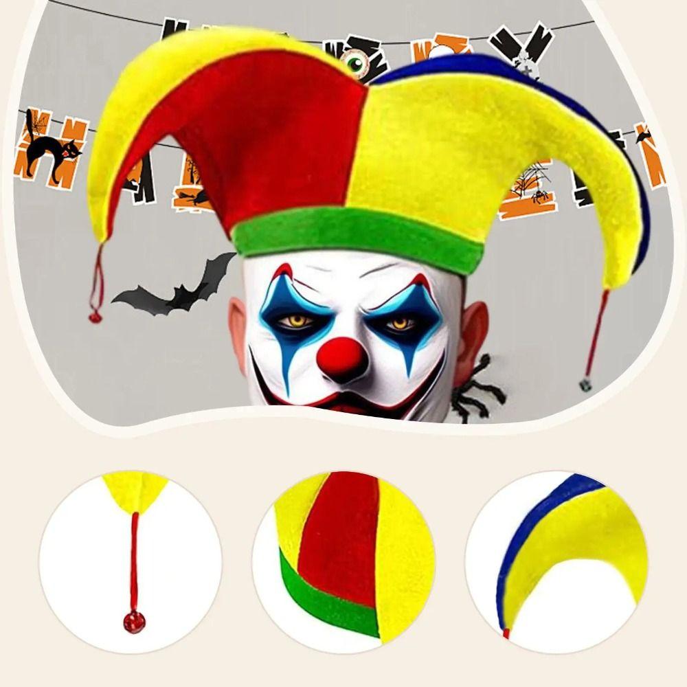 Funny Design Clown Hat 3 Points Mardi Gras Cap Unisex Style Circus Cap Halloween Celebration