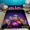 Children My World Duvet Cover Minecraft Cartoon Quilt Cover Bedding Set Queen King Full Size with 1/2 Pillocase Bedroom