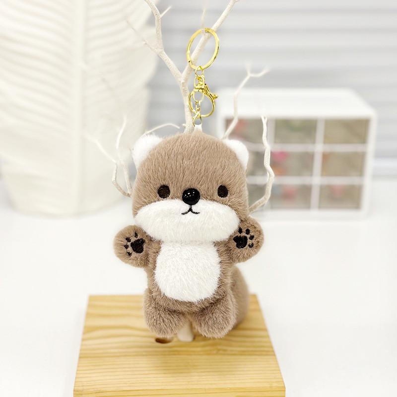 Cute Plush Otter Keychain Charm Fluffy Animal Bag Pendant Perfect For Gifts