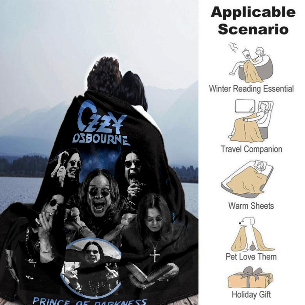 Ozzy Osbourne Rock Band Music Print Flannel Blanket Soft Warm Throw Blanket for Sofa Bed Living Room