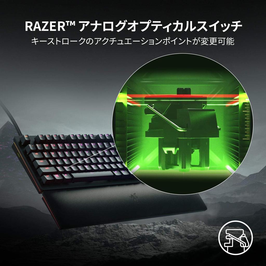 Игровая клавиатура Razer Huntsman V2 Analog JP Японская раскладка Аналоговый оптический переключатель Регулируемое срабатывание Двойные PBT колпачки Подставка для запястий Chroma RGB