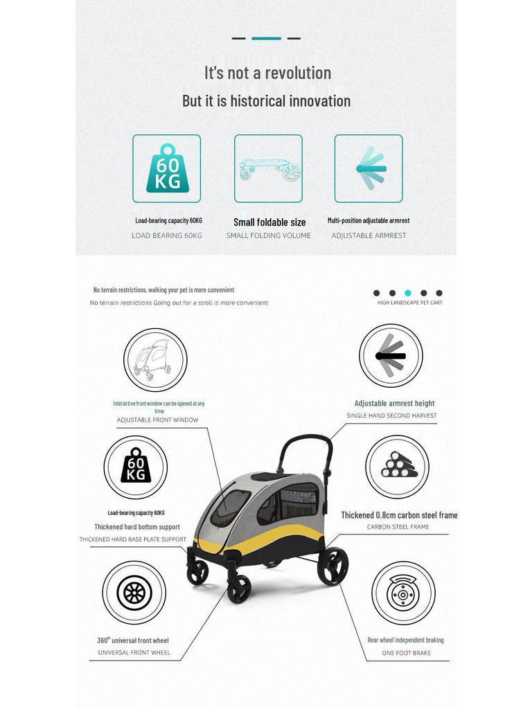 Lightweight, Foldable Pet Stroller for Medium & Large Cats and Dogs, Supports Up To 120 Lbs.