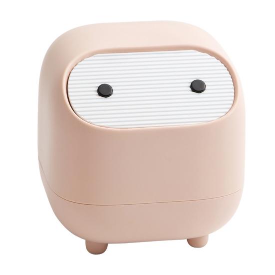 Настольная мусорная корзина со складной крышкой, открывающимся механизмом нажимного типа, компактного размера, мусорное ведро мультяшной формы