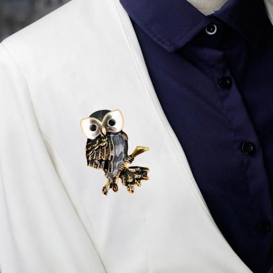Женская брошь с инкрустацией стразами в виде совы, булавка для одежды, украшения, подарки