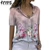 Женские модные повседневные летние весенние цветочные узоры с короткими рукавами и воротником-поло, блузки и рубашки