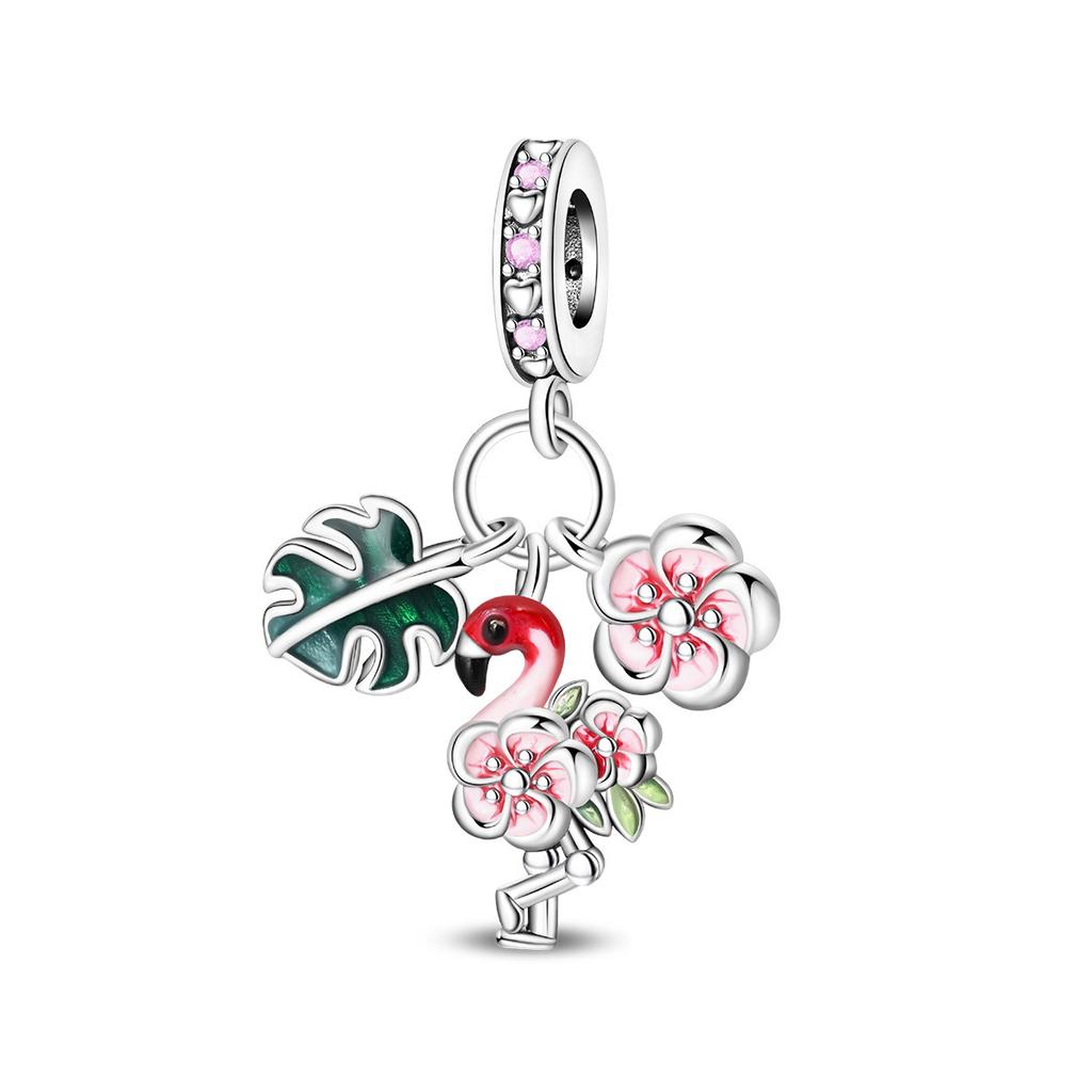 2026 Three-piece Series Flamingo Little Prince Charm Pendant Beads Jewelry Bracelet Accessories Female 925 Silver
