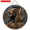 1pc 2d Flat Wood Vintage Egyptian Round Wooden Sign - 20cm Egyptian Mysterious Theme Sign Suitable for Home, Cafe, Apartment, Etc. - Festival, Lover