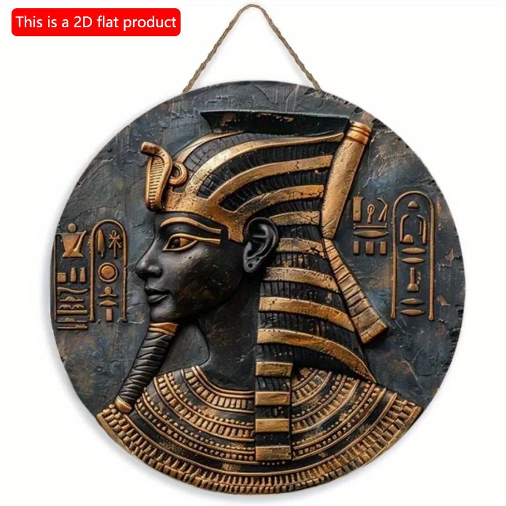1pc 2d Flat Wood Vintage Egyptian Round Wooden Sign - 20cm Egyptian Mysterious Theme Sign Suitable for Home, Cafe, Apartment, Etc. - Festival, Lover