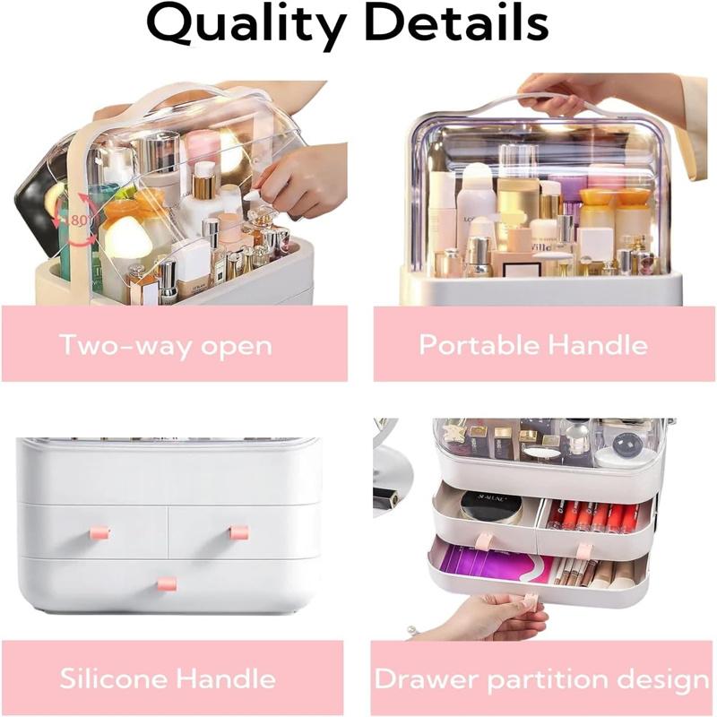 Makeup Organizer for Vanity with Lid and Drawers Skincare Organizers Makeup Organizer Holder Beauty Cosmetic Storage Box JAF224