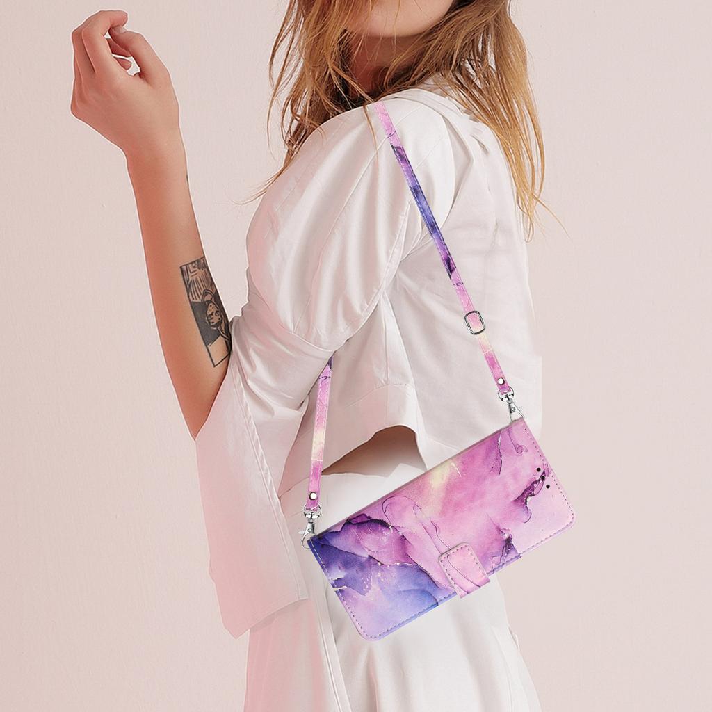 Чехол-кошелек для телефона Xiaomi Redmi 12C 4G/11A 4G, мраморный узор, PU кожа, подставка, с плечевым ремнем