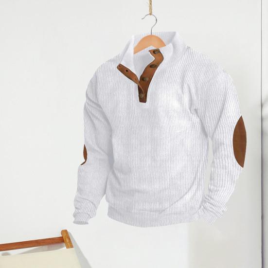 Весна Осень Мужской Топ Цветные Блоки Лоскутная Ретро Стиль Полуоткрытый Воротник Стойка Толстовка Плюс Размер Свободный