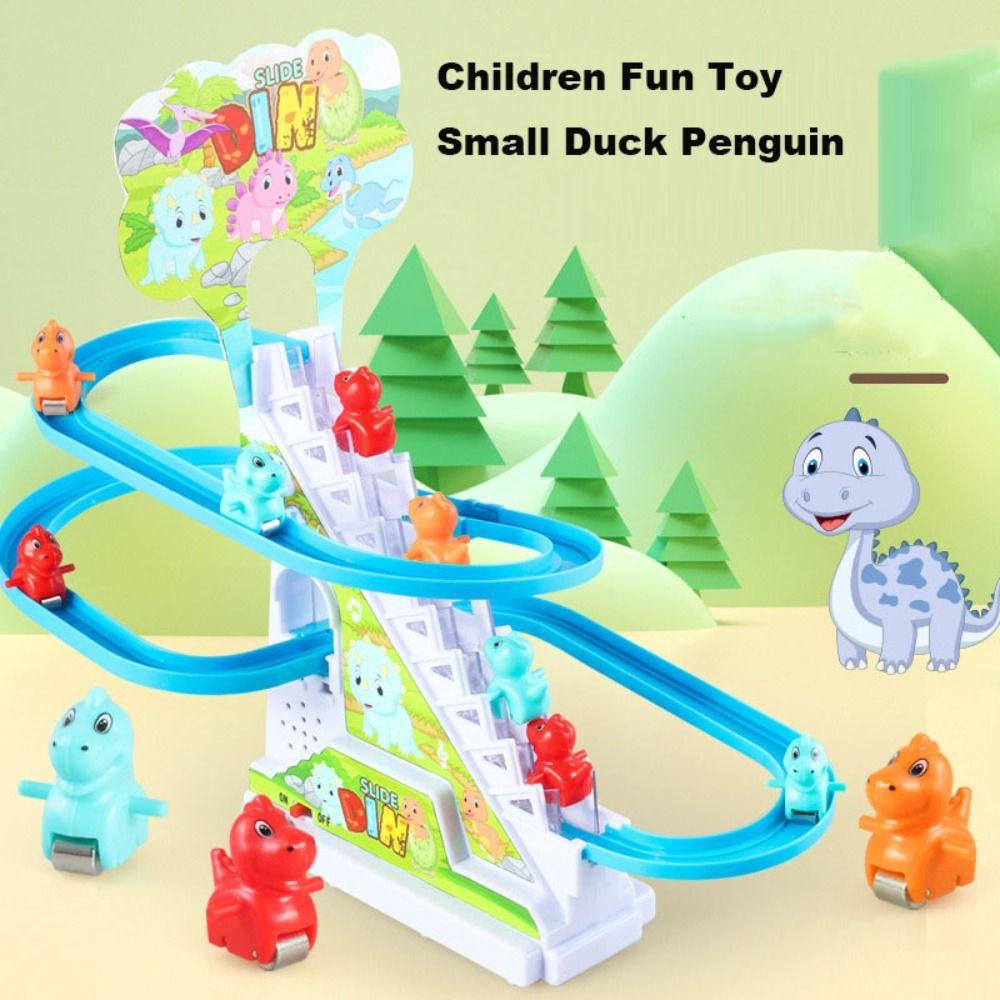 Electronic Penguin Duck Climbing Toy Light Musical Slide Track Coaster  Children Fun Toy