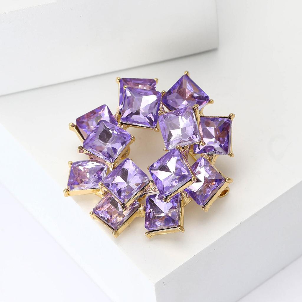 Simple Retro Rhinestone Double Ring Brooch Brooch Creative Personality Women'S Clothing Corsage Jewelry Pin