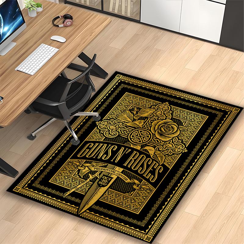 1pc Guns N Roses Emblem Rug, Digital Printed Home Chair Sofa Mat, Durable Office Area Carpet, Beautiful Festival Decorations