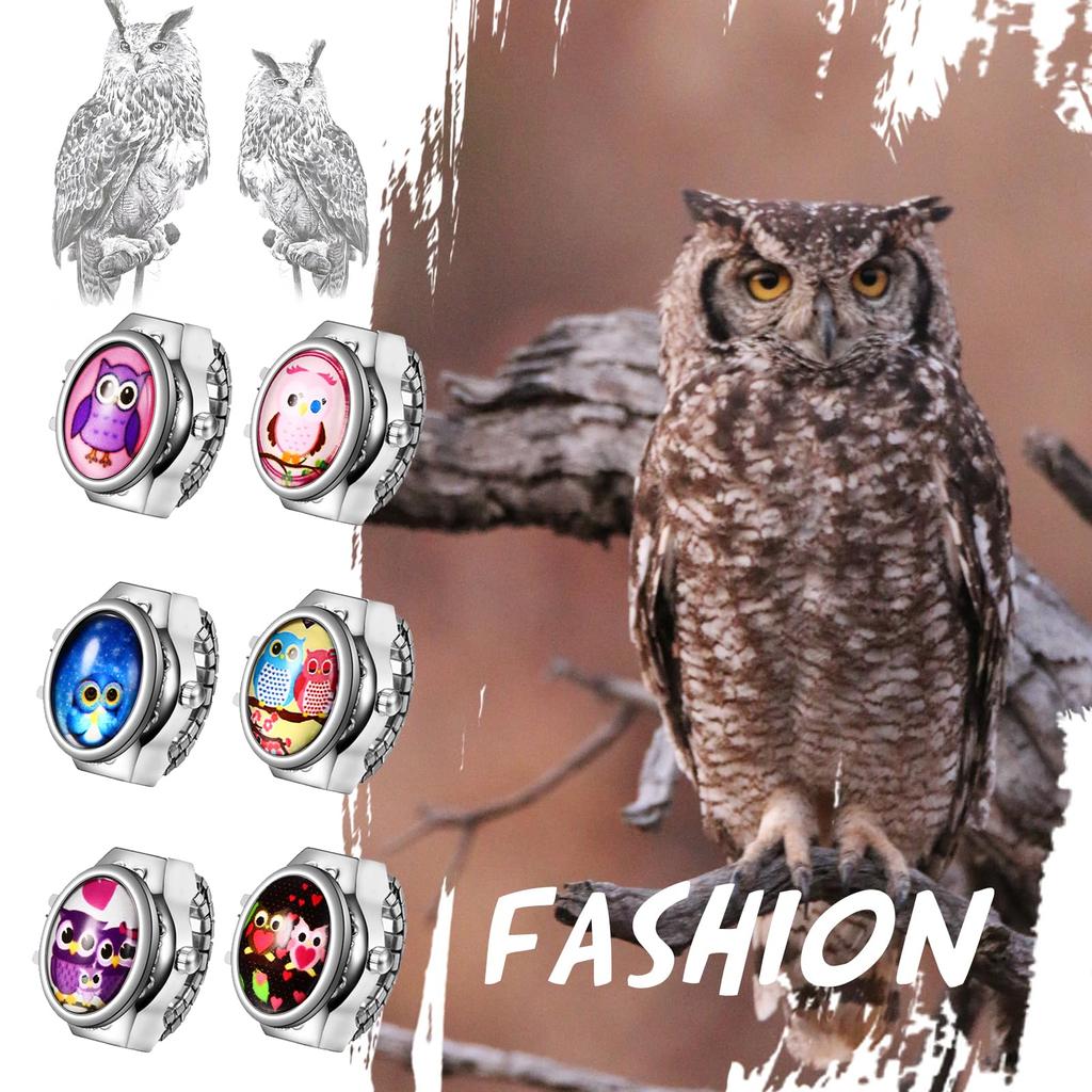 Кольцо Часы Сова Кольцо Бесплатно Милые Часы Кольцо Аналоговые Водонепроницаемые Кварцевые Часы Сплав Нержавеющая Сталь Серебро Подарок На День Рождения Рождество Для Подруги