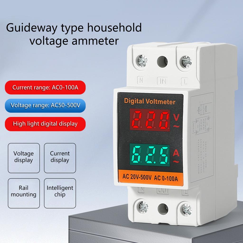 Монтаж на рейку бытовой измеритель напряжения и тока переменного тока высокой точности 35 мм рейка монтируется для точного измерения мониторинга