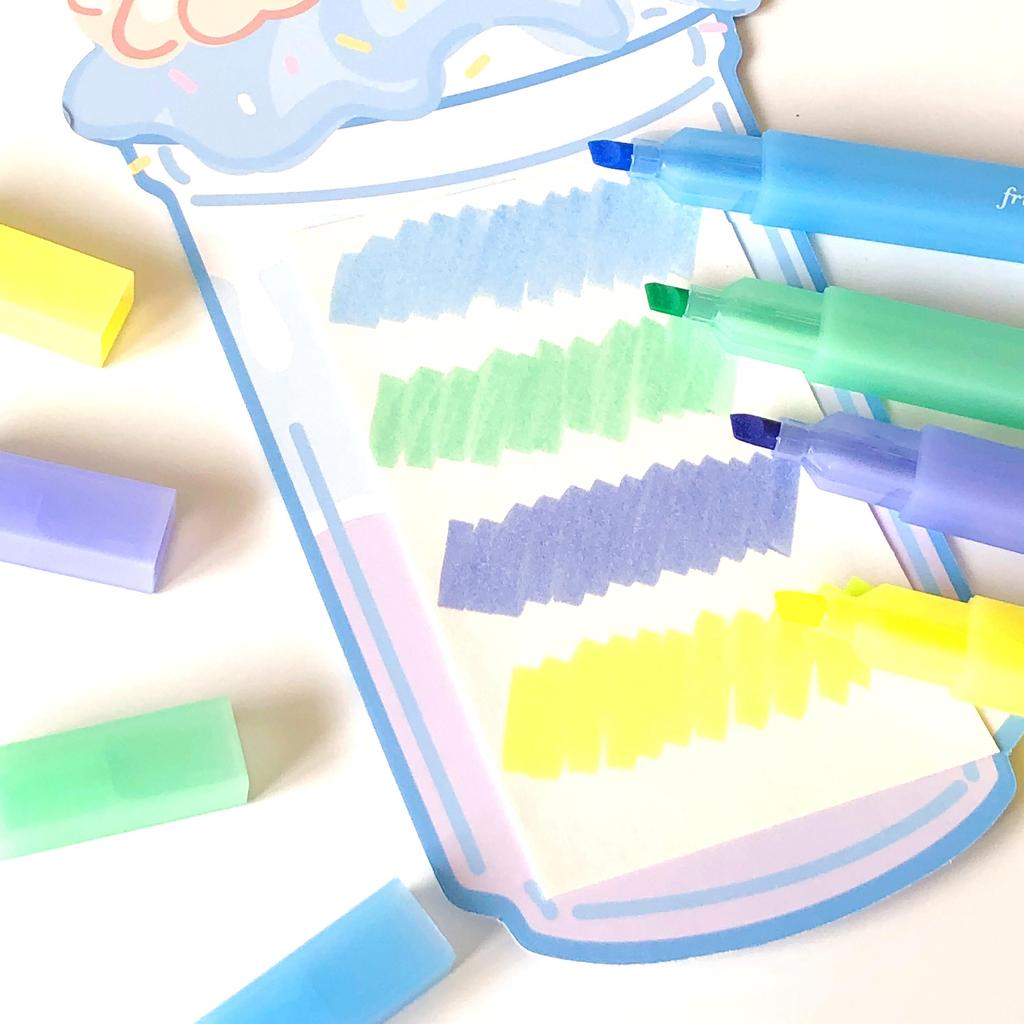 4pcs Fruity Odour Color Highlighter Pens Set Fruit Buffet Design Soft Brush Tip Marker Liner for Drawing Painting