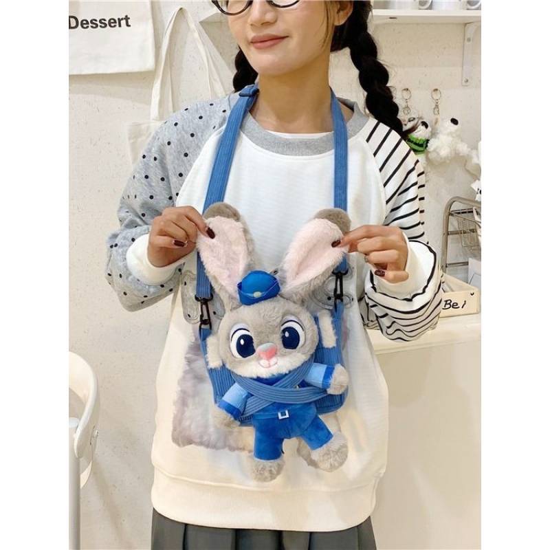 Zootopia Judy Hopps Nick Wilde Cartoon Plush Shoulder Bag For Girls With Adjustable Strap And Storage Space