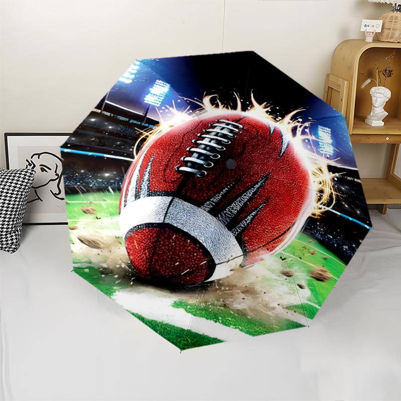 American football Theme Automatic Umbrella, Lightweight & Portable, 8 Rib, Perfect for Outdoor Travel, Birthdays, Christmas, Gifts.