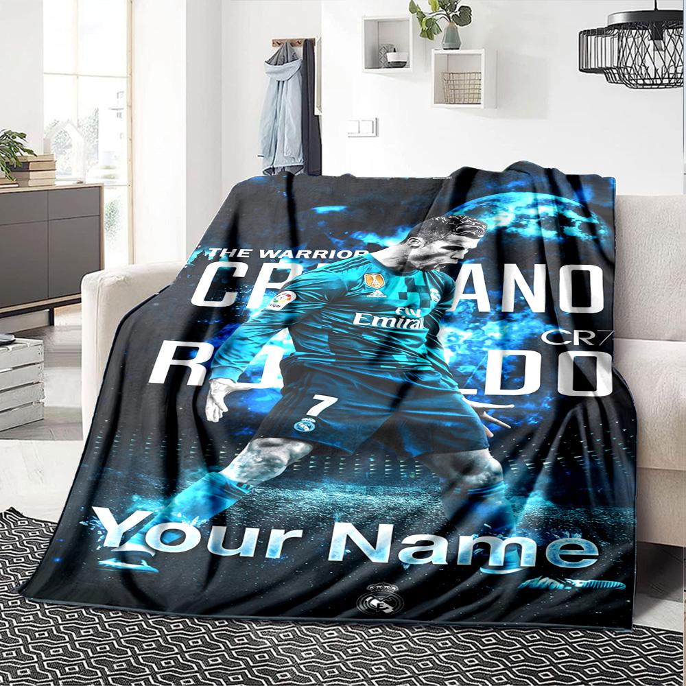 Cristiano Ronaldo (111) Personalized Text Blanket Cozy Customizable Blanket Durable Comfort Perfect for Nap Office Chair Bedding Living Room