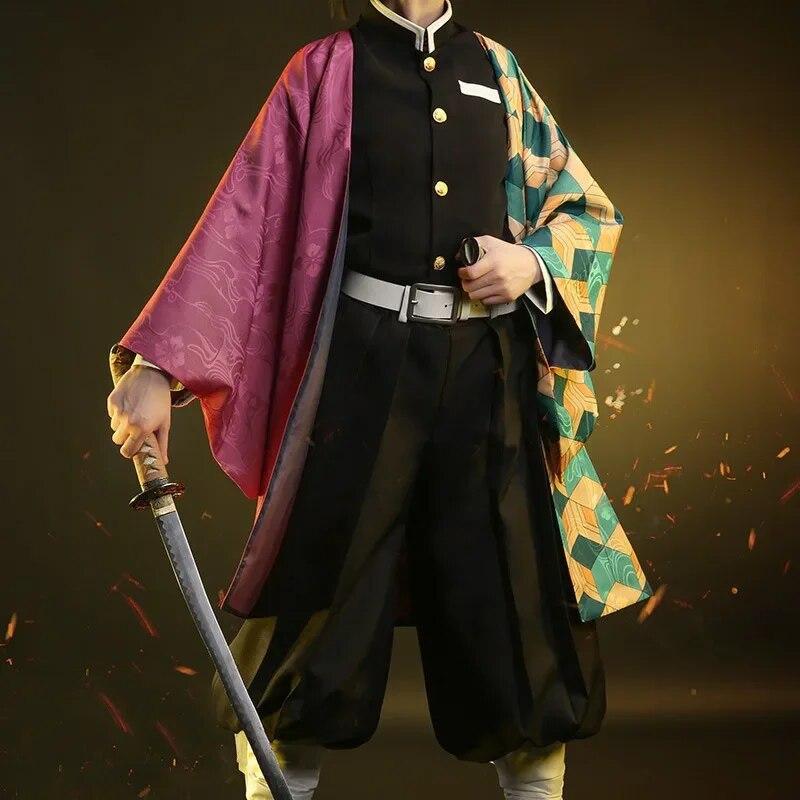 Аниме Demon Slayer Kimetsu No Yaiba Tomioka Giyuu Косплэй костюм женское кимоно униформа одежда парик для взрослых и детей Хэллоуин вечерние