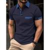 Summer Men's Casual Patchwork Pocket Short Sleeve Polo Shirt Comfortable Breathable Lapel Button Men's Fashion Sports Street Wea