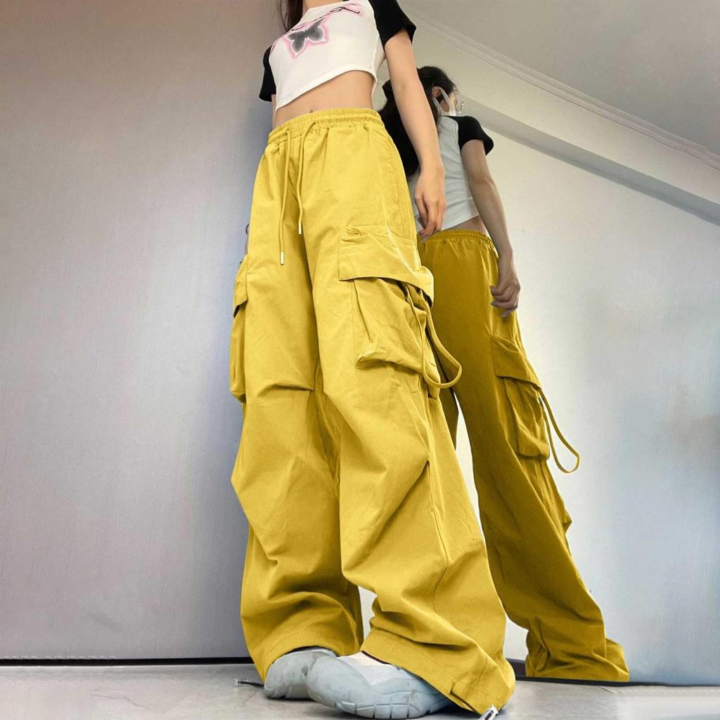 Women's Fashion Casual Wide-leg High-waisted Cargo Pants Multi-pocket Pants