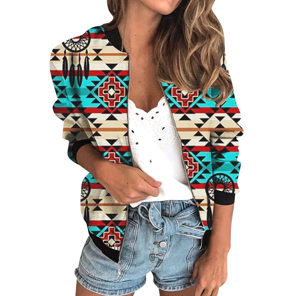 20256 autumn women's jacket zipper short 3D printing painted pattern women's fashion single item one generation