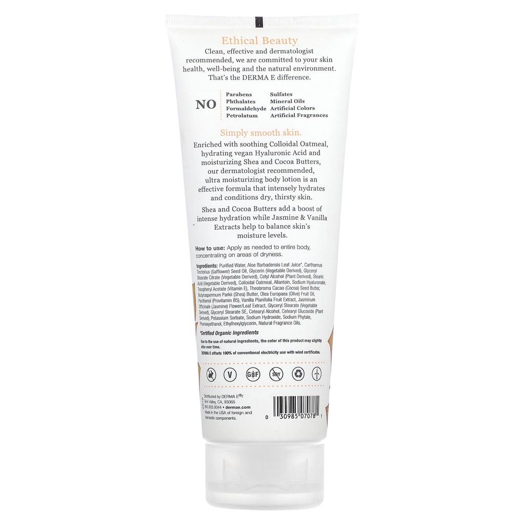 Derma E Ultra Moisturizing Shea Butter Body Lotion, Jasmine & Vanilla, 227g (8oz)