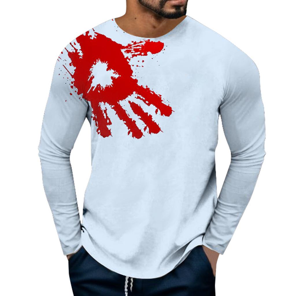 Персонализированная 3D цифровая печать отпечатка руки мужская футболка с длинными рукавами универсальный модный топ