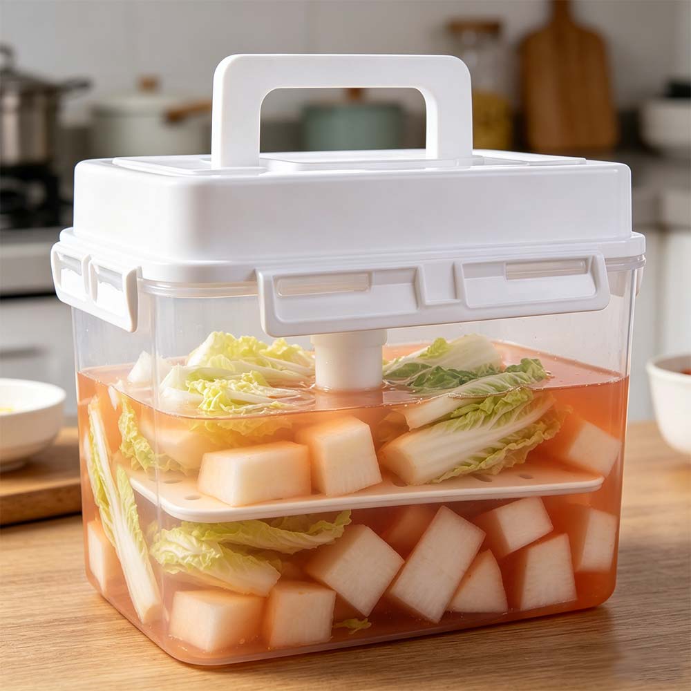 5 L Kimchi Container Transparent Ferment Storage Container Portable Pickle Jar Camping Picnic