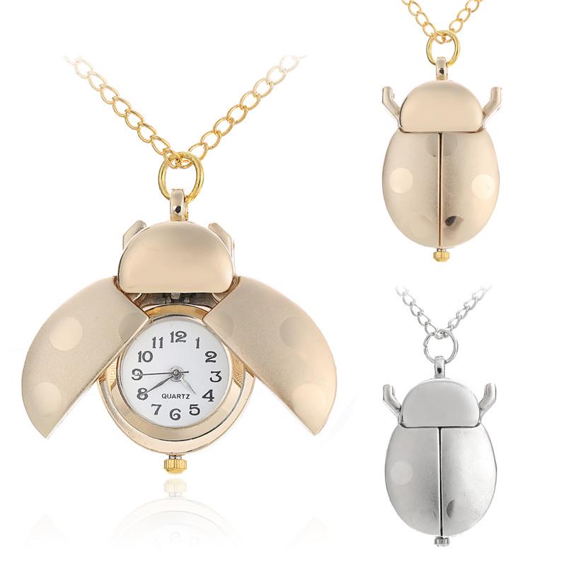 Кулон кварцевые часы "Божья коровка" на цепочке