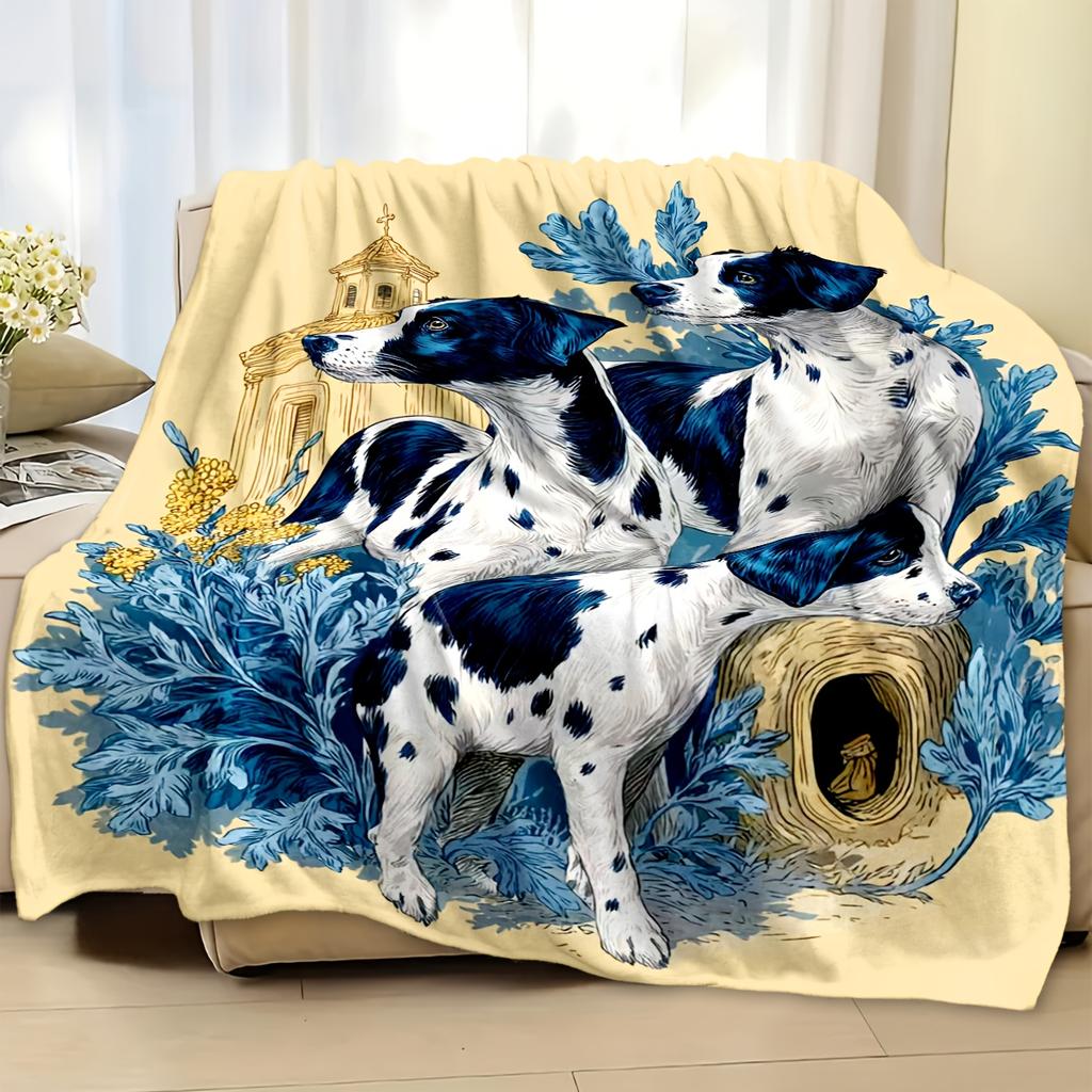 1pc Ultra-Soft 3D Dog Print Blanket - Cozy All-Season Throw for Bed, Sofa, Office, Travel & Camping, Durable Polyester Fabric, M
