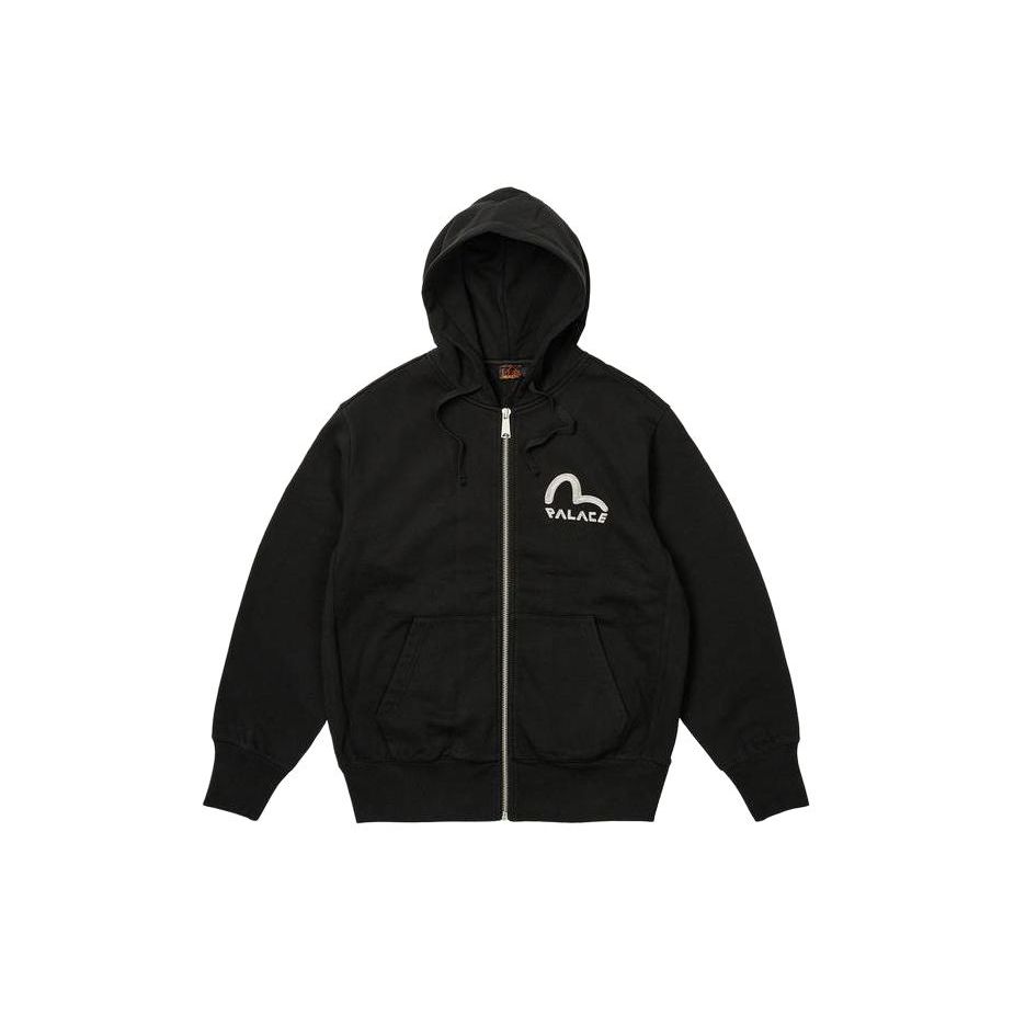 Palace X Evisu SS24 Повседневная толстовка на молнии с принтом логотипа Топы унисекс Черный 2ESPAM4SW1150OSFLBLKX