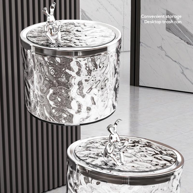 Мини-настольный мусорный бак с подсветкой, роскошная маленькая мусорная корзина, пластиковая мусорная корзина для ванной комнаты, спальни, офисные принадлежности, мусорные баки, домашний стол, мусорная корзина