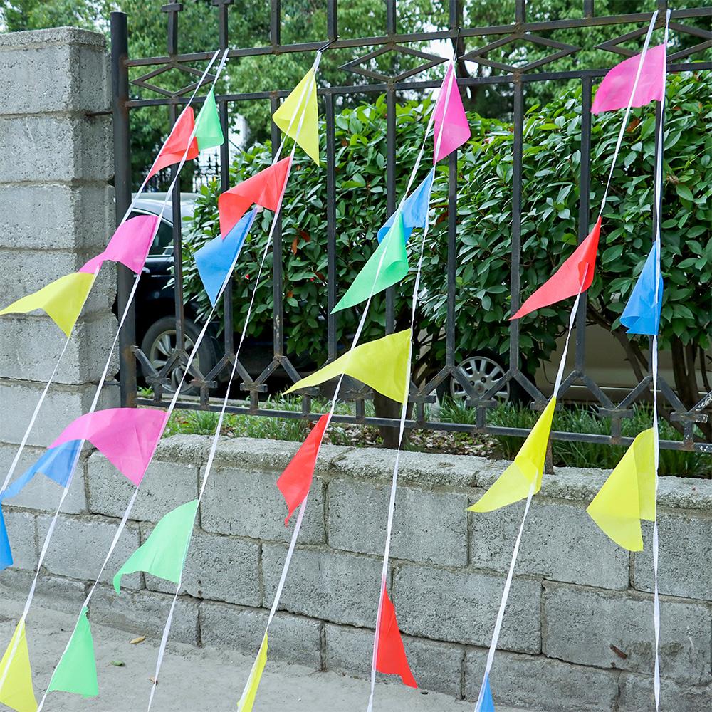 Nylon Fabric Decor Outdoor 100M Triangle Flags Pennant Multicolored Bunting Banner
