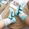 Plush Coral Velvet Socks Female Hosiery Sleeping Socks Casual Flower Pattern Socks  Women