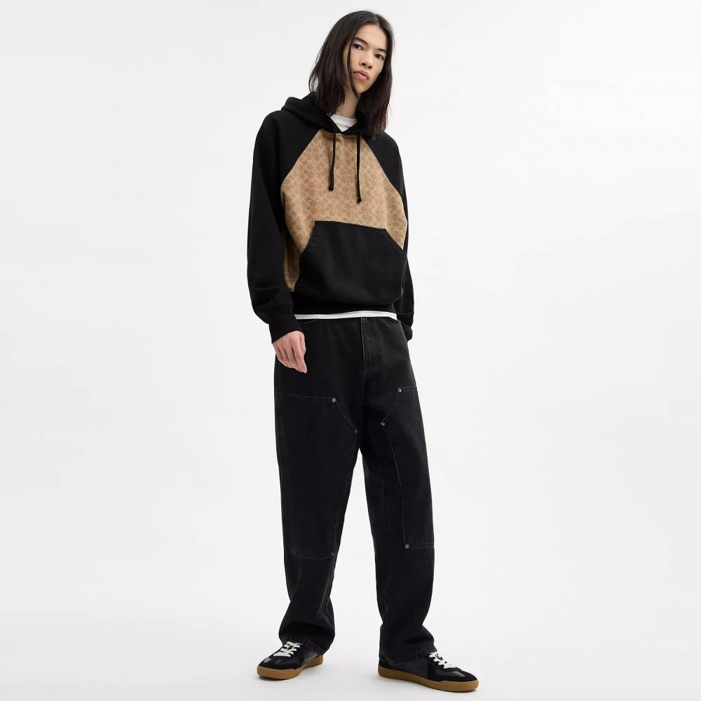 Coach Signature Hoodie In Organic Cotton Tan Signature