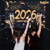 Черно-золотой баннер-фон для Нового года 2026 С Новым годом Украшение для рождественской вечеринки Подарки Новогодние принадлежности для вечеринки