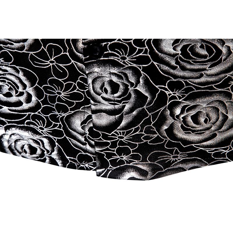 Мужская рубашка с принтом роз в европейском стиле, новая осенняя повседневная рубашка с длинным рукавом, мужская модная рубашка для вечеринок и ночных клубов