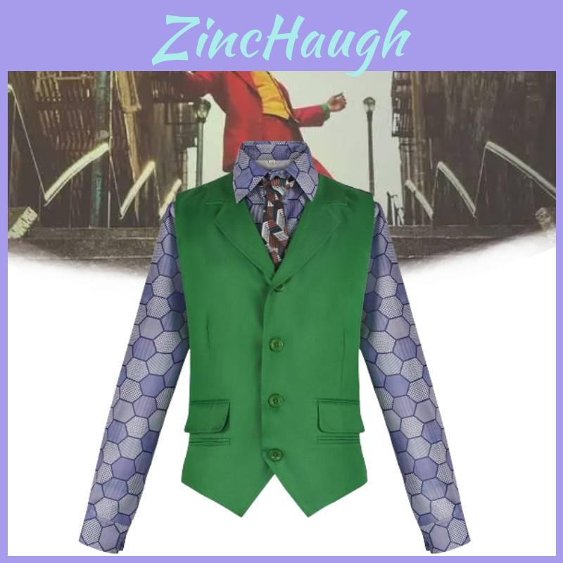Dark Knight Joker Clown Costume With Shirt Vest Tie Set For Halloween Cosplay