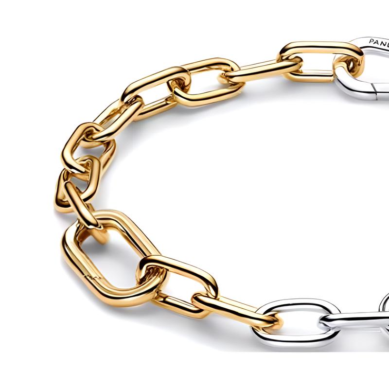 Pandora Color-blocking chain design, 925 silver alloy gold-plated, copper, silver bracelet, women's gold/silver 563689C00