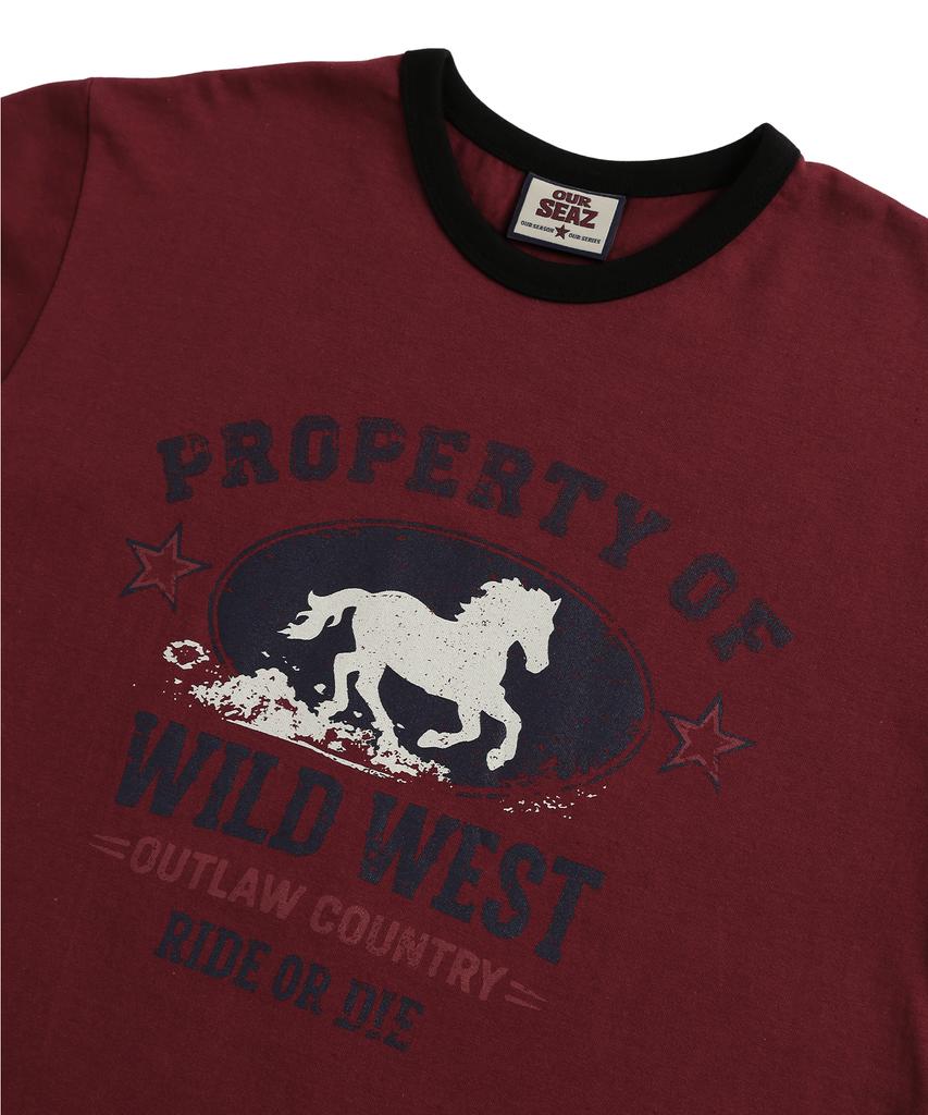 Футболка с воротником-стойкой Awosijeu Wild West - Бордовый