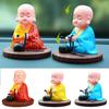 Solar Little Monk Creative Car Ornaments Dashboard Decoration Toys Chinese Style Buddhism Lucky Ornament Interior Accessories